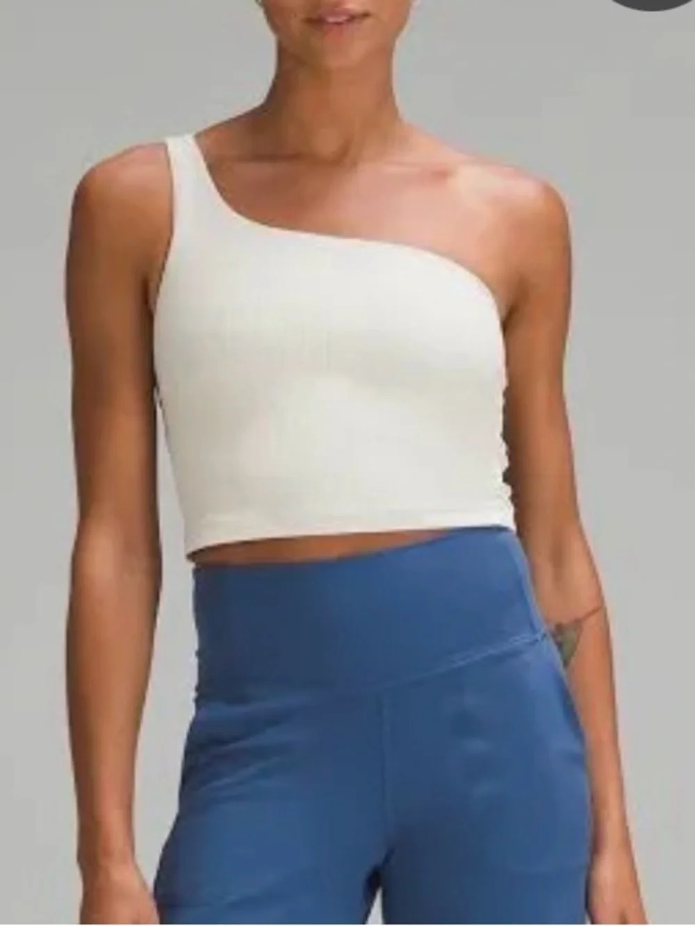 Lululemon One-Shoulder off White Ribbed Crop Top - Women